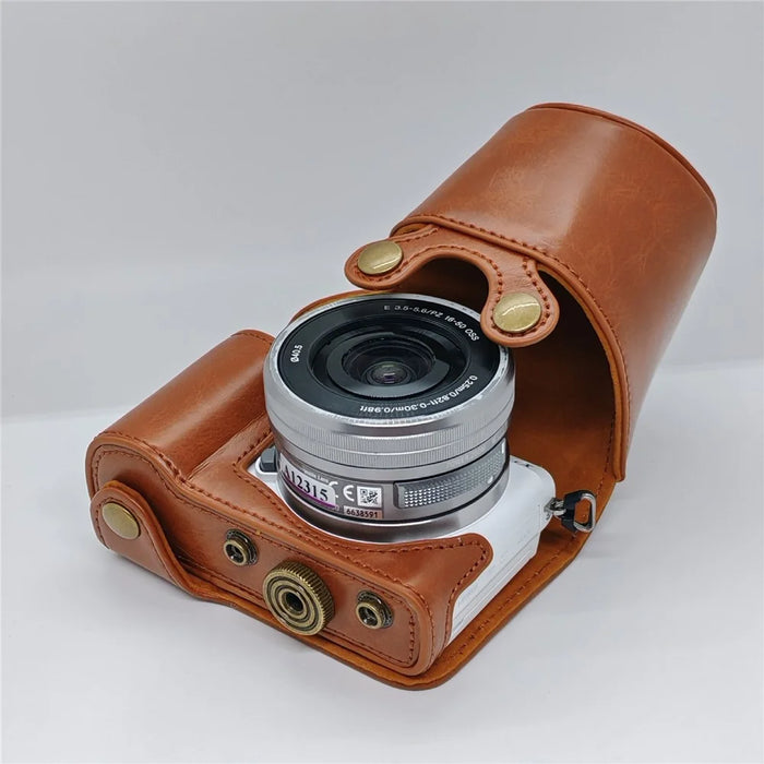 Retro Leather Case Camera Bag for Sony A5000  /  A5100  /  NEX3N PU Camera Protective Cover with Shoulder Strap - Brown - 3