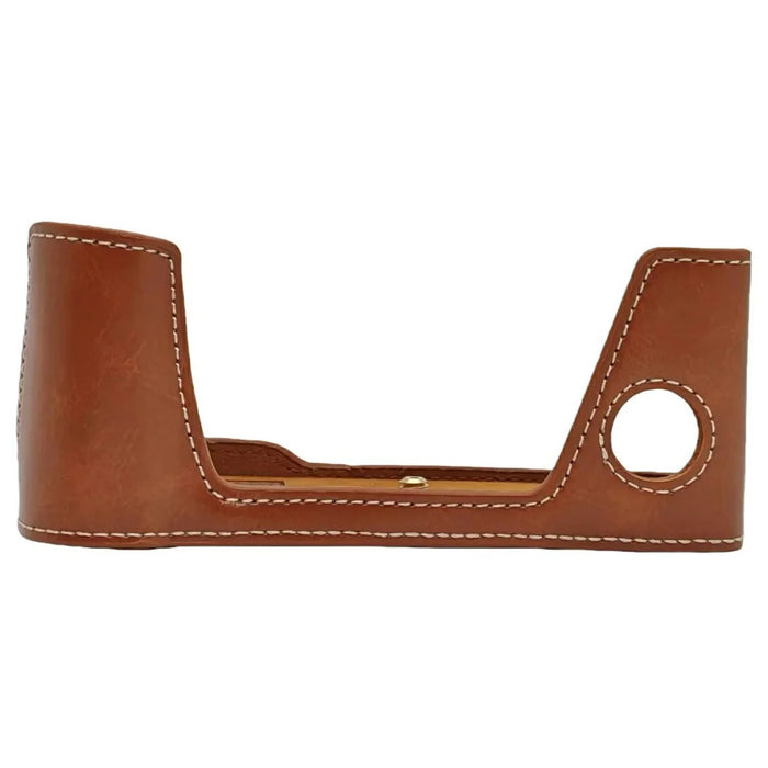 For Fujifilm X-Pro2 Camera Half Case PU Leather Camera Protective Cover with with Removable Battery Access Hole - Brown - 1