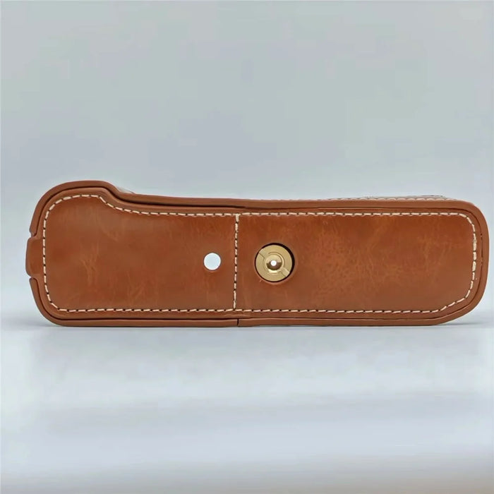 For Fujifilm X-Pro2 Camera Half Case PU Leather Camera Protective Cover with with Removable Battery Access Hole - Brown - 3