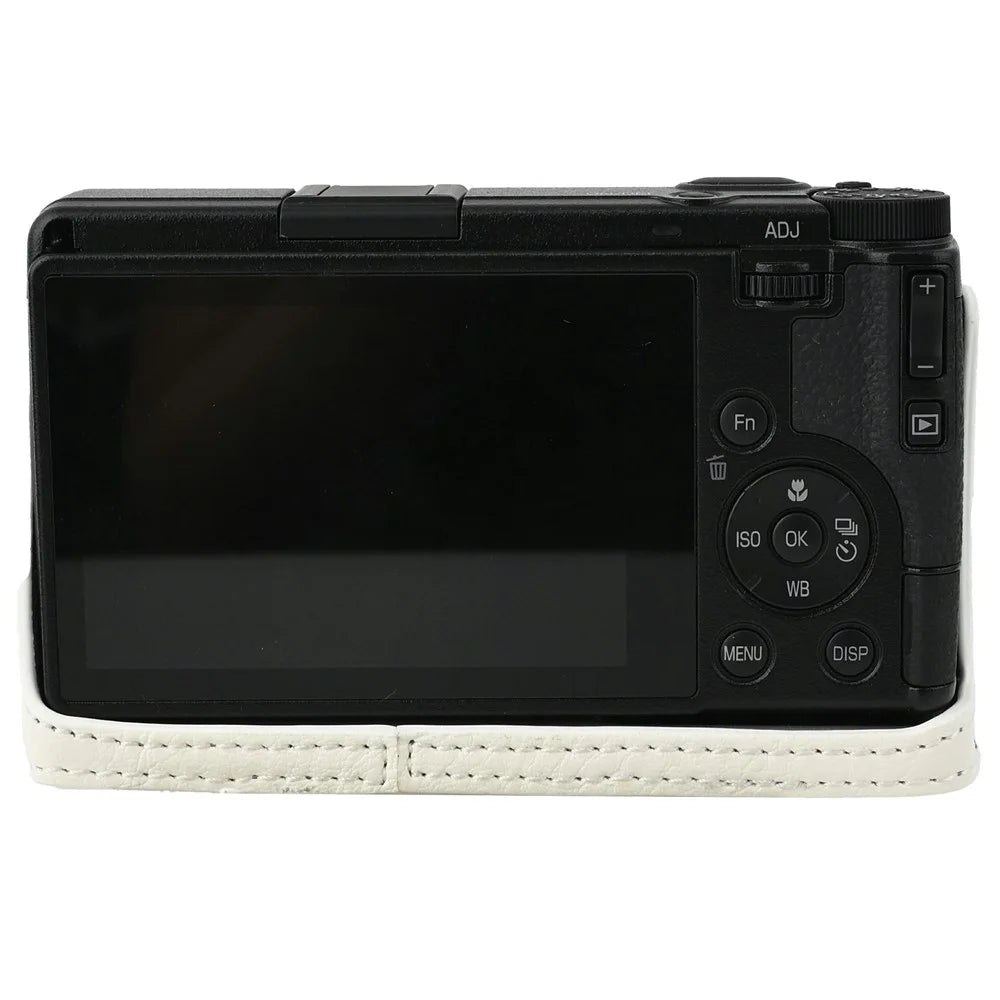 For Ricoh GR III  /  GR IV Litchi Camera Base Protective Camera Case with Shoulder Strap and Battery Access - White - 5