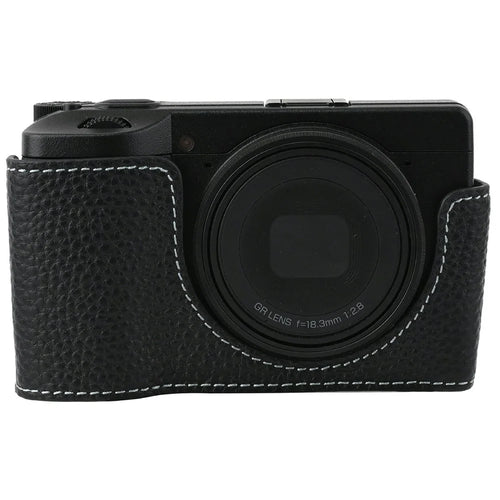 Genuine Leather Camera Base for Ricoh GR III  /  GR IV Protective Camera Case with Tripod Screw and Battery Access - Black - 1