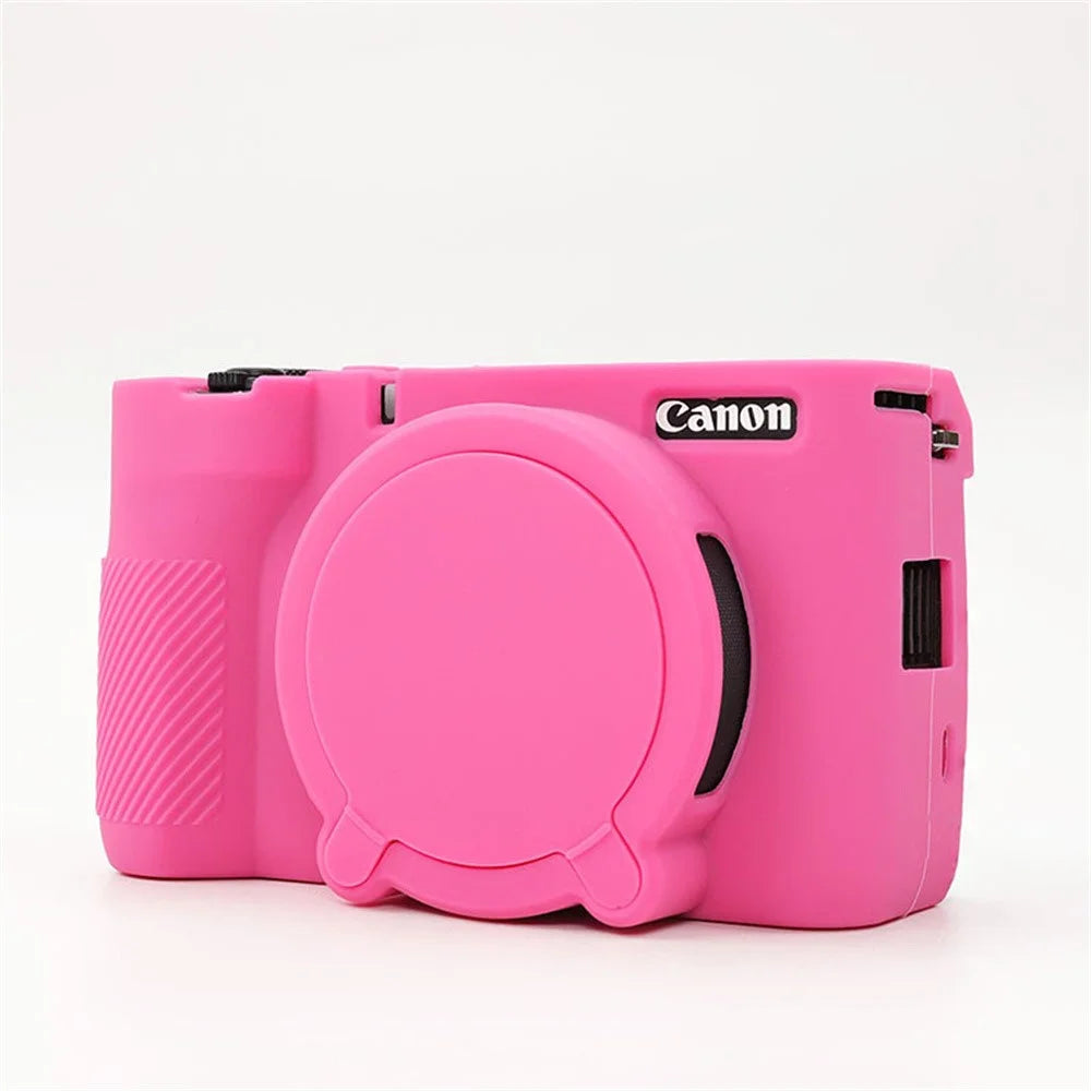 For Canon PowerShot V1 Camera Case Glossy Silicone Protective Cover with Dustproof Shock Resistant - Rose Red - 2