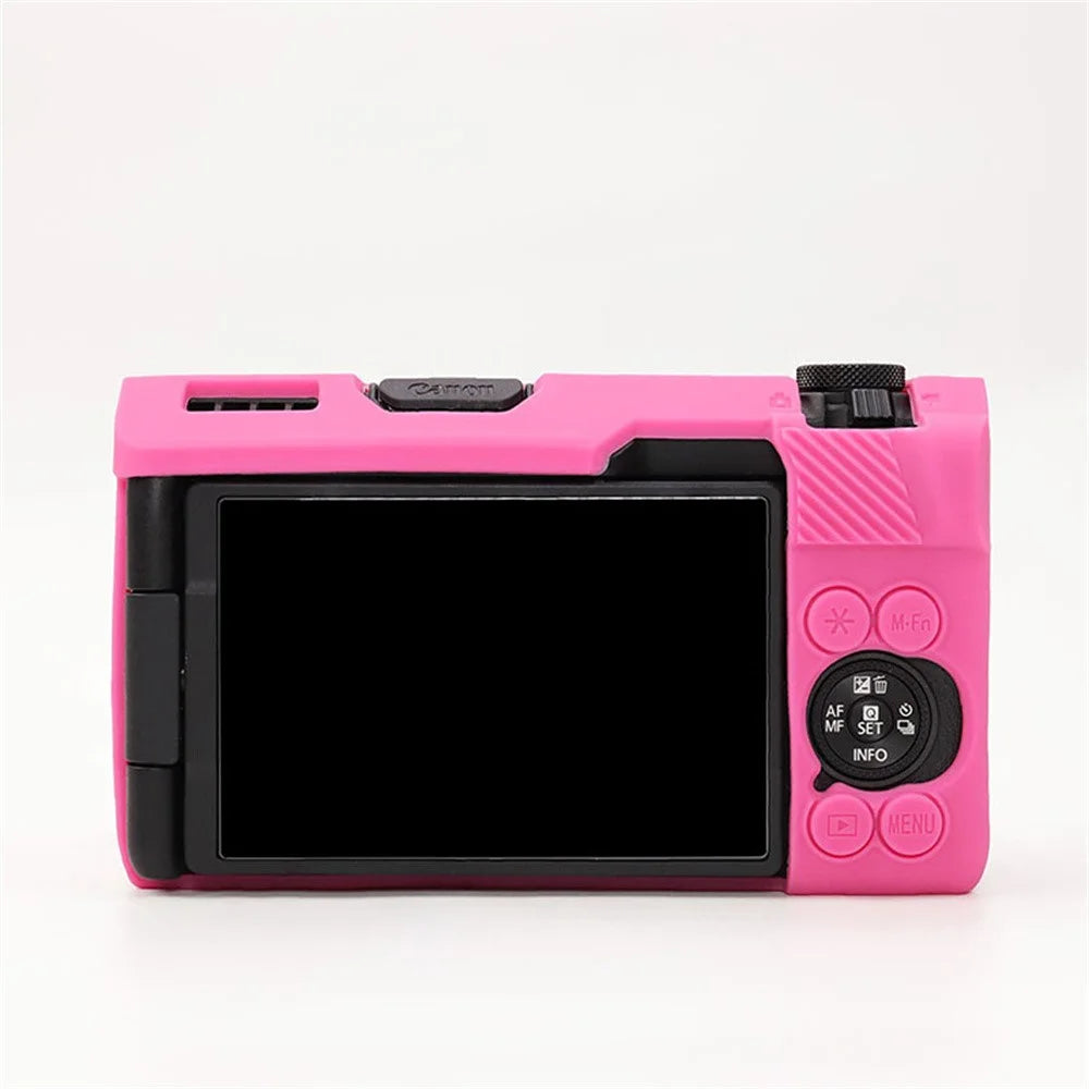 For Canon PowerShot V1 Camera Case Glossy Silicone Protective Cover with Dustproof Shock Resistant - Rose Red - 4