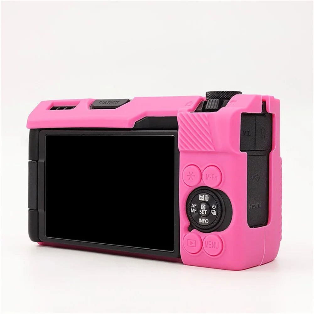 For Canon PowerShot V1 Camera Case Glossy Silicone Protective Cover with Dustproof Shock Resistant - Rose Red - 5