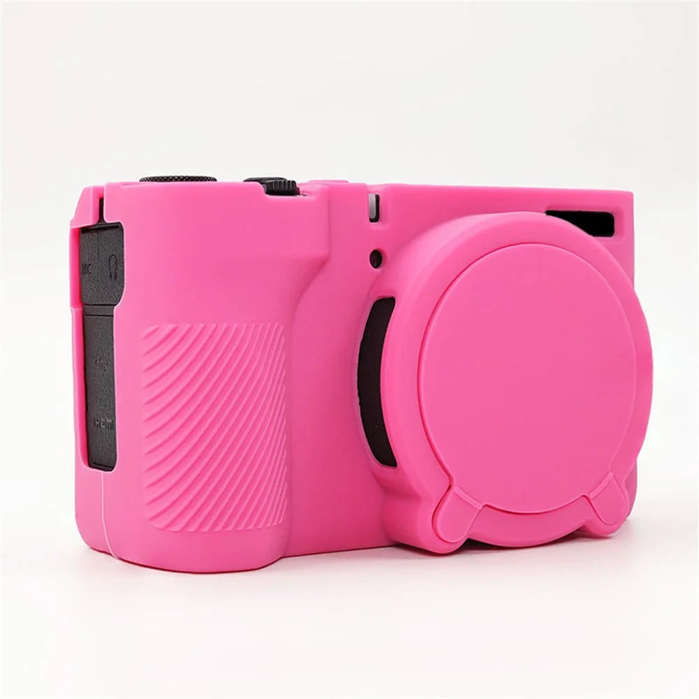 For Canon PowerShot V1 Camera Case Glossy Silicone Protective Cover with Dustproof Shock Resistant - Rose Red - 7