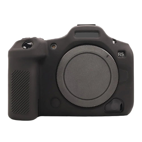 For Canon EOS R5 Mark II Glossy Camera Case Anti-Scratch Silicone Protective Cover - Black - 1