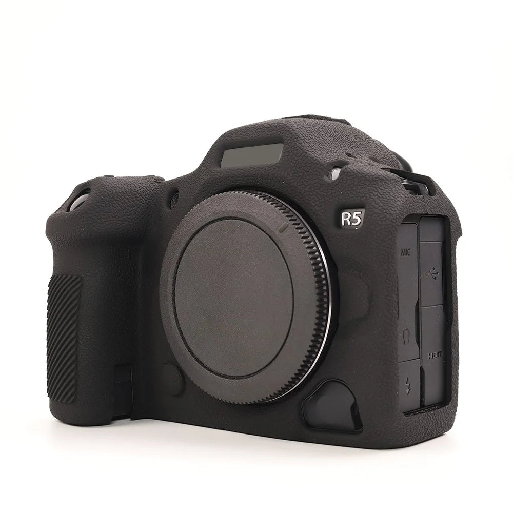 For Canon EOS R5 Mark II Textured Camera Case Anti-Scratch Silicone Protective Cover - Black - 5