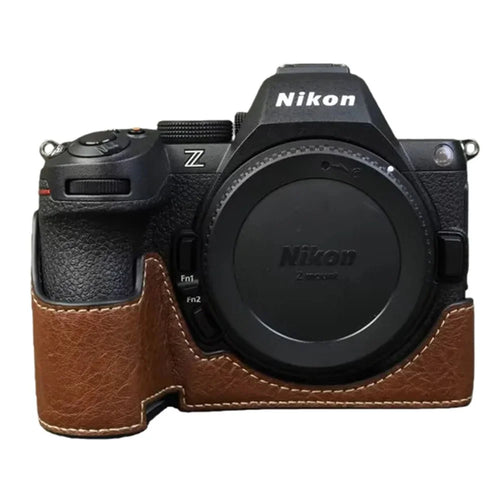 For Nikon Z 50 II Buffalo Texture PU Leather Bottom Case Half Body Camera Cover with Battery Opening - Coffee - 1