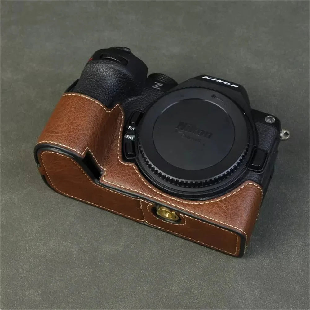 For Nikon Z 50 II Buffalo Texture PU Leather Bottom Case Half Body Camera Cover with Battery Opening - Coffee - 2