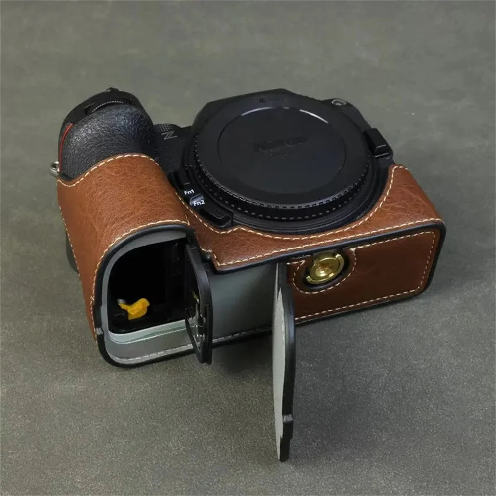 For Nikon Z 50 II Buffalo Texture PU Leather Bottom Case Half Body Camera Cover with Battery Opening - Coffee - 3