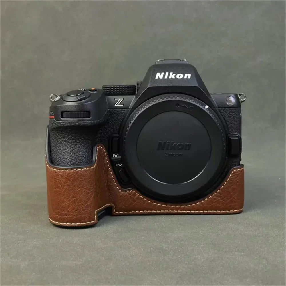 For Nikon Z 50 II Buffalo Texture PU Leather Bottom Case Half Body Camera Cover with Battery Opening - Coffee - 6