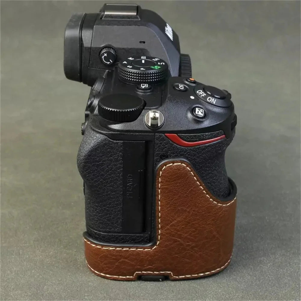 For Nikon Z 50 II Buffalo Texture PU Leather Bottom Case Half Body Camera Cover with Battery Opening - Coffee - 7