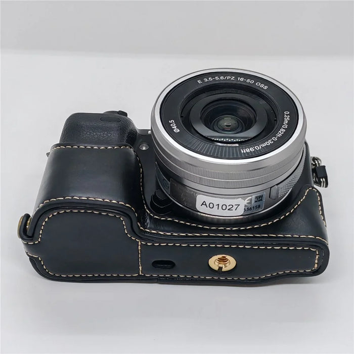 For Sony NEX-7 / NEX-6 Half Body Camera Cover with Battery Access PU Leather Bottom Case - Black - 6