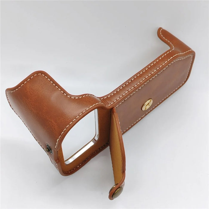 Half Body Camera Cover for Leica D-Lux 8 / 7 / (Typ 109) PU Leather Bottom Case with Battery Access - Brown - 3