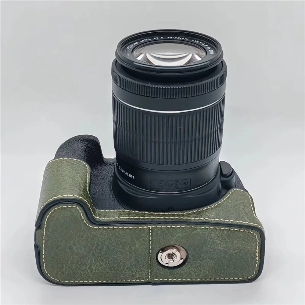 Camera Case for Canon EOS 760D / 750D / 700D / 650D / 600D PU Leather Battery Removable Half Cover - Green - 3