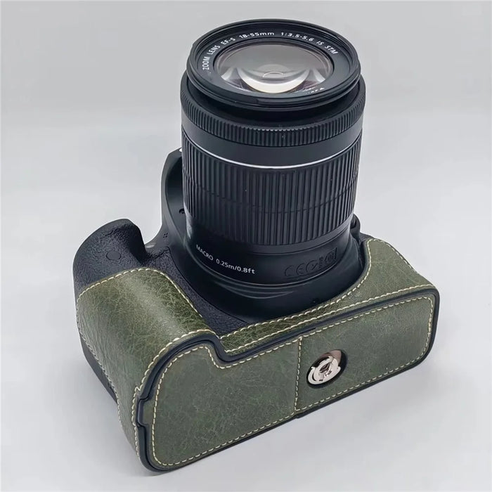 Camera Case with Hand Strap for Canon EOS 760D / 750D / 700D / 650D / 600D PU Leather Battery Removable Half Cover - Green - 4