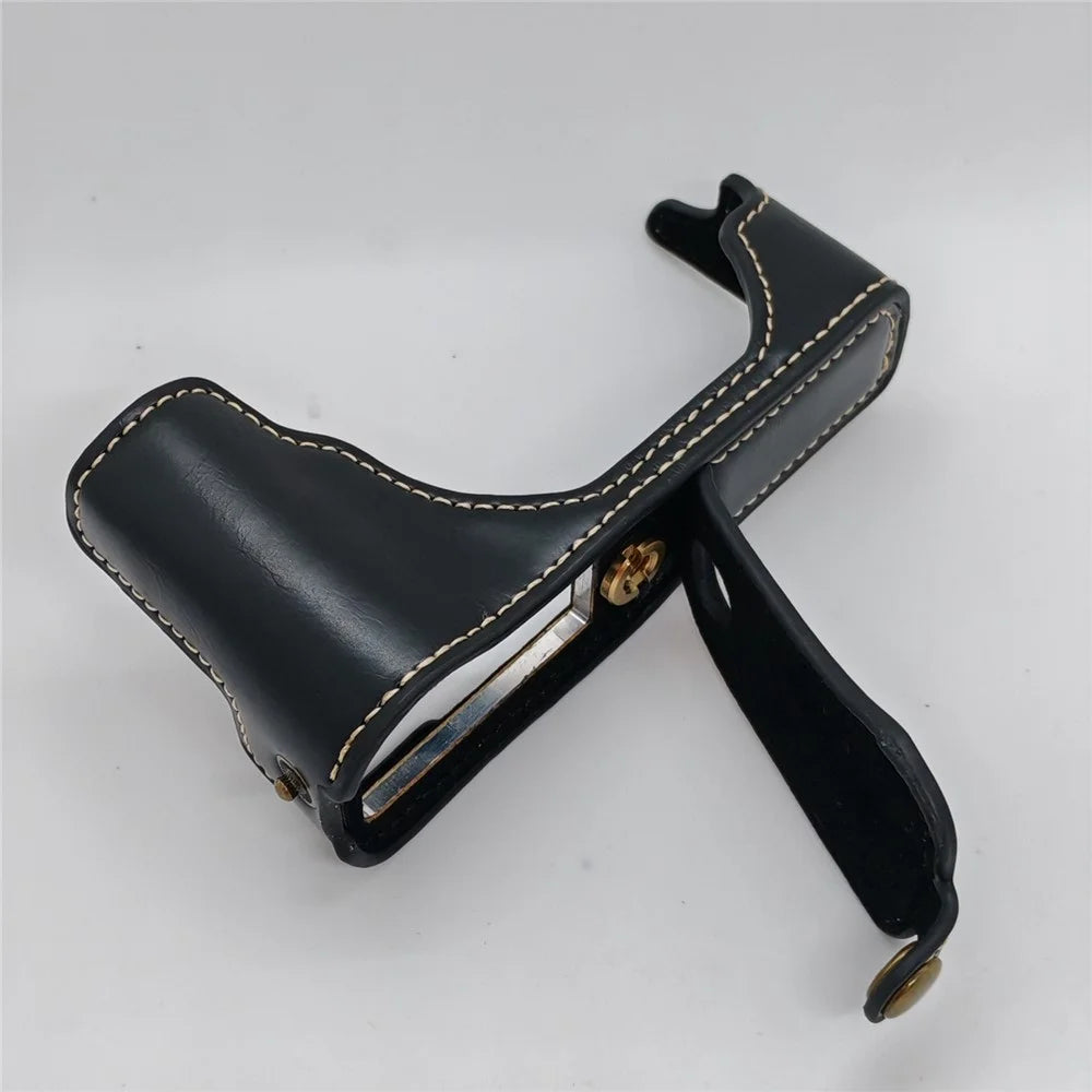 For Fujifilm X70 Camera Bottom Case PU Leather Half Cover with Battery Opening - Black - 6