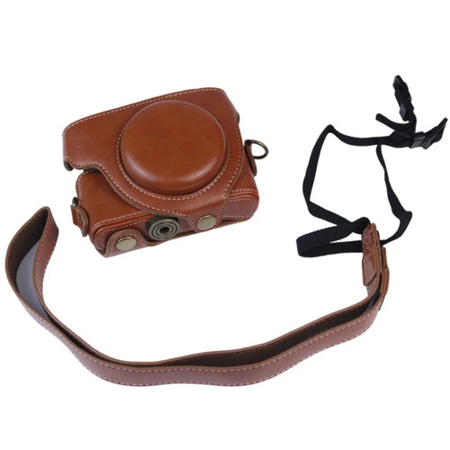 PU Leather Camera Bag for Sony RX100M7/RX100M6/RX100M5/RX100M4/RX100M3/RX100M2/RX100M1, Vintage Camera Case with Shoulder Strap - Brown - 1
