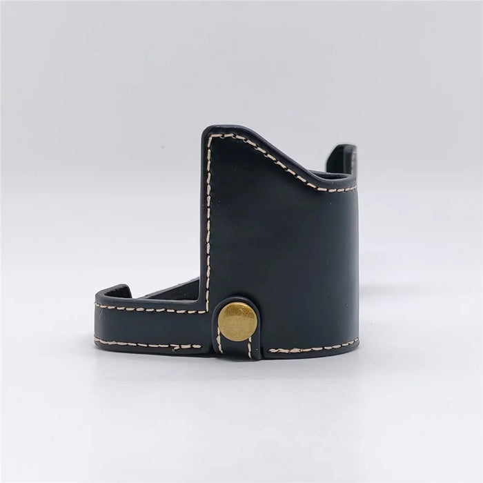 For Fujifilm X-H2 / X-H2s Camera Bottom Case with Hand Strap Battery Opening PU Leather Half Cover - Black - 4