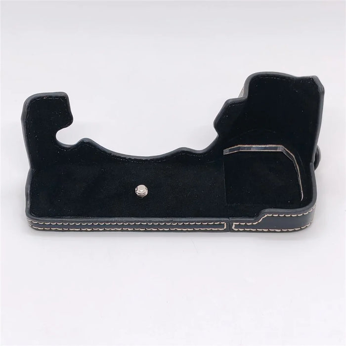For Fujifilm X-H2 / X-H2s Camera Bottom Case with Hand Strap Battery Opening PU Leather Half Cover - Black - 5