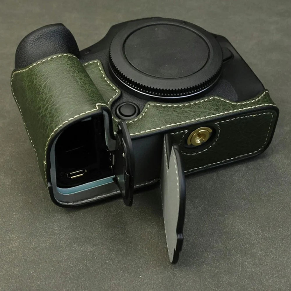 Half Body Camera Cover for Canon EOS R6 Mark III / R6 Mark II / R6 / R5 PU Leather Bottom Case with Battery Access - Green - 2
