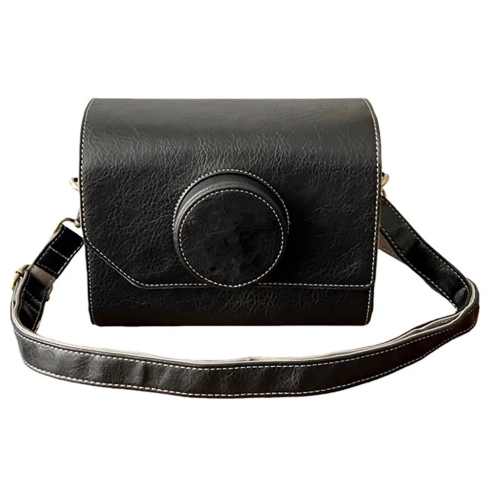 Camera Bag for Canon EOS R50 / EOS R50 V / Ricoh GR III Vintage Style Shoulder Bag Crossbody DSLR Pouch with Adjustable Strap - Black - 1