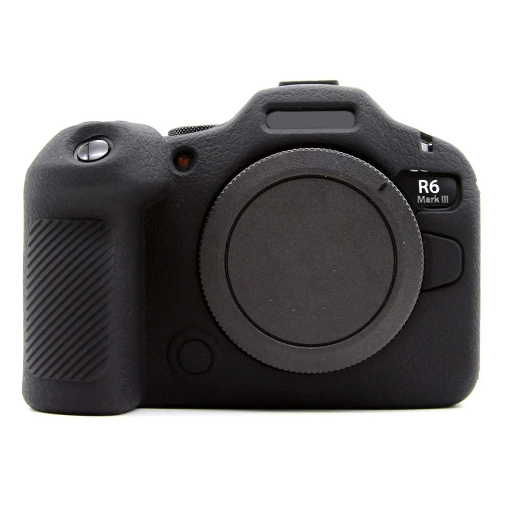 For Canon EOS R6 Mark III Textured Camera Case Anti-Scratch Silicone Protective Cover - Black - 1