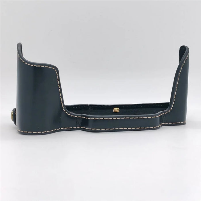 For Nikon DF Camera Bottom Case with Hand Strap Battery Opening PU Leather Half Cover - Black - 3