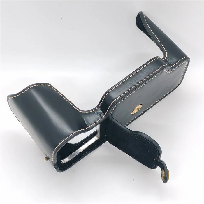 For Nikon DF Camera Bottom Case with Hand Strap Battery Opening PU Leather Half Cover - Black - 7