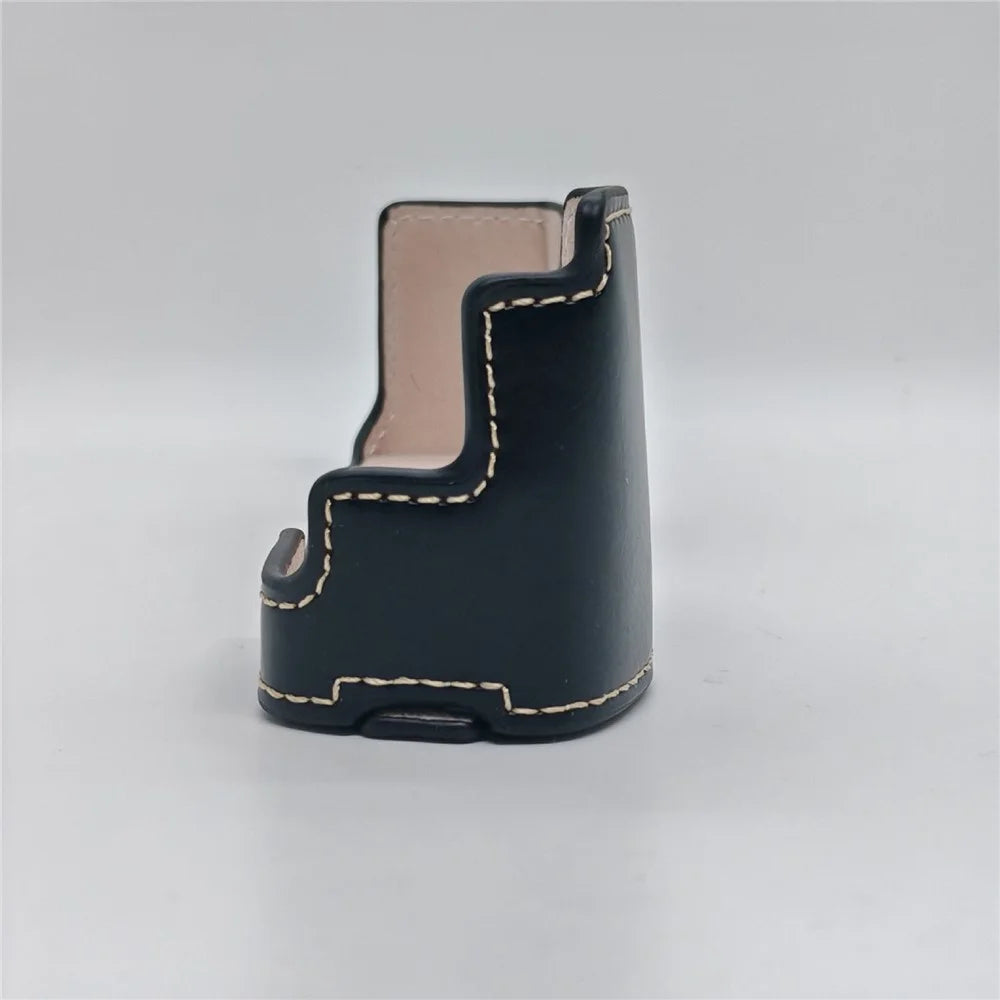 For Olympus PEN E-P5 Camera Bottom Case PU Leather Half Cover with Battery Opening - Black - 4