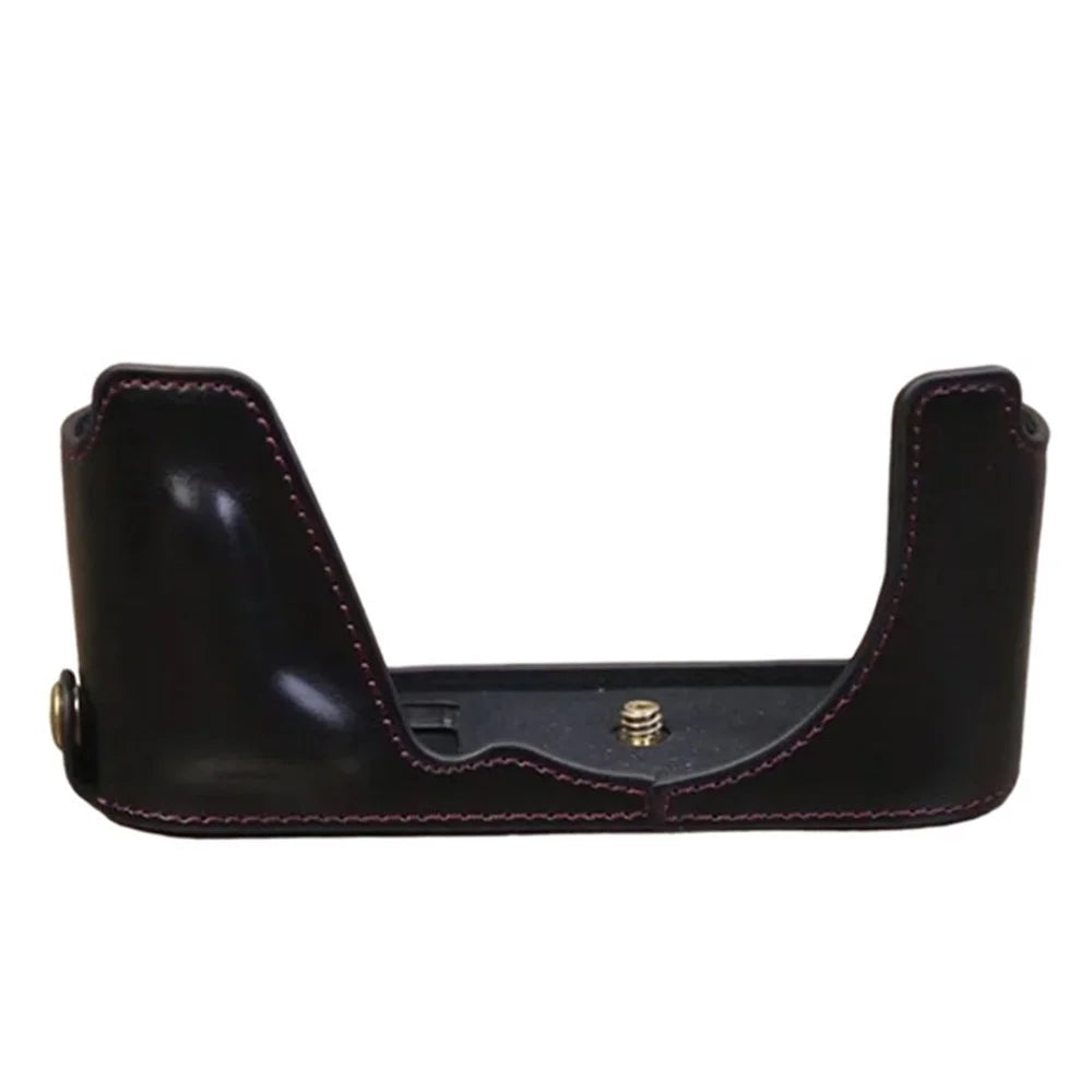 For Leica CL Replacement PU Leather Battery Opening Protective Bottom Cover Half Body Case - Black - 1