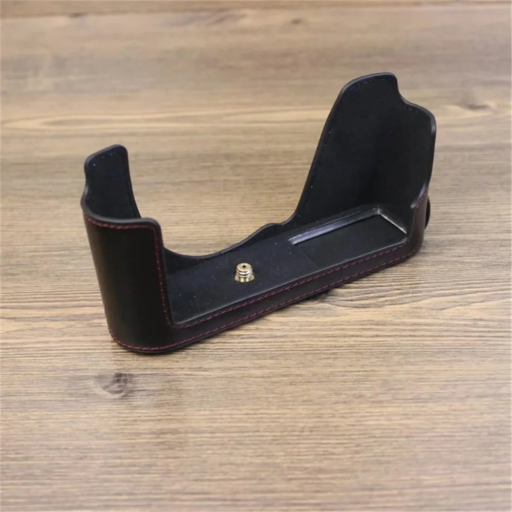 For Leica CL Replacement PU Leather Battery Opening Protective Bottom Cover Half Body Case - Black - 5