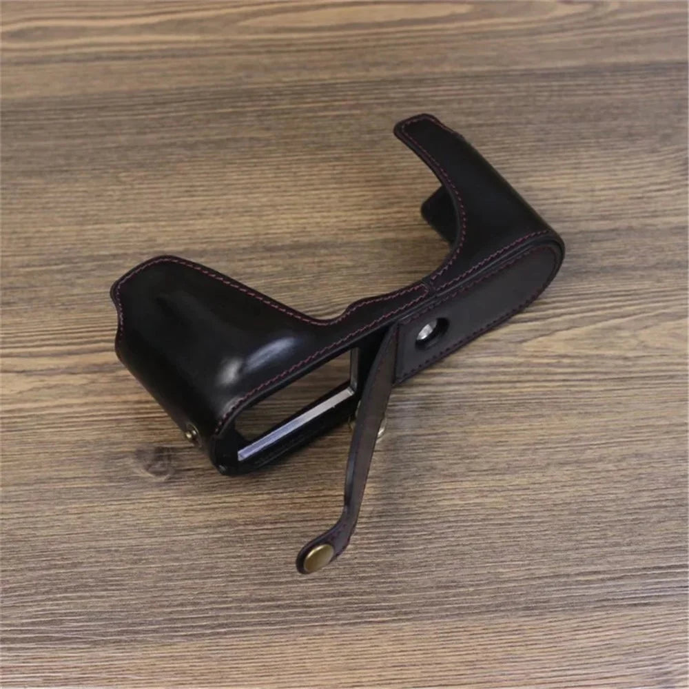 For Leica CL Replacement PU Leather Battery Opening Protective Bottom Cover Half Body Case - Black - 7