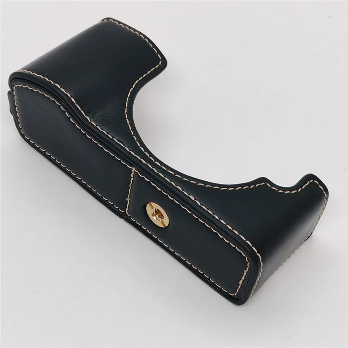For Olympus PEN E-P5 Camera Bottom Case with Hand Strap Battery Opening PU Leather Half Cover - Black - 2