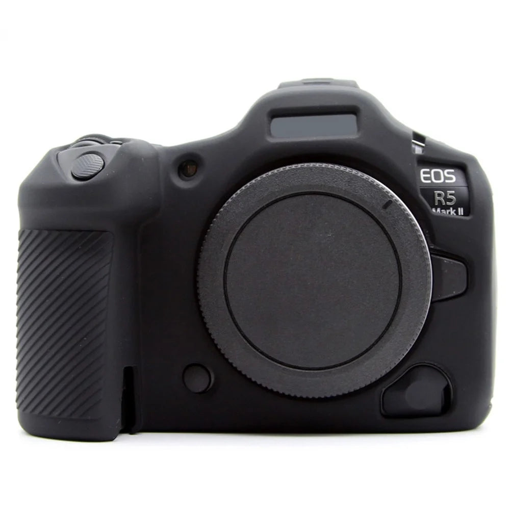 For Canon EOS R5 Mark II Glossy Camera Case Anti-Scratch Silicone Protective Cover - Black - 1