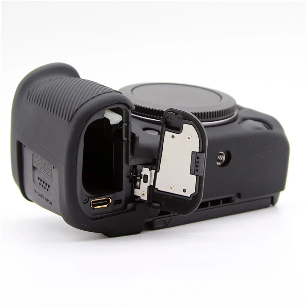 For Canon EOS R5 Mark II Glossy Camera Case Anti-Scratch Silicone Protective Cover - Black - 4