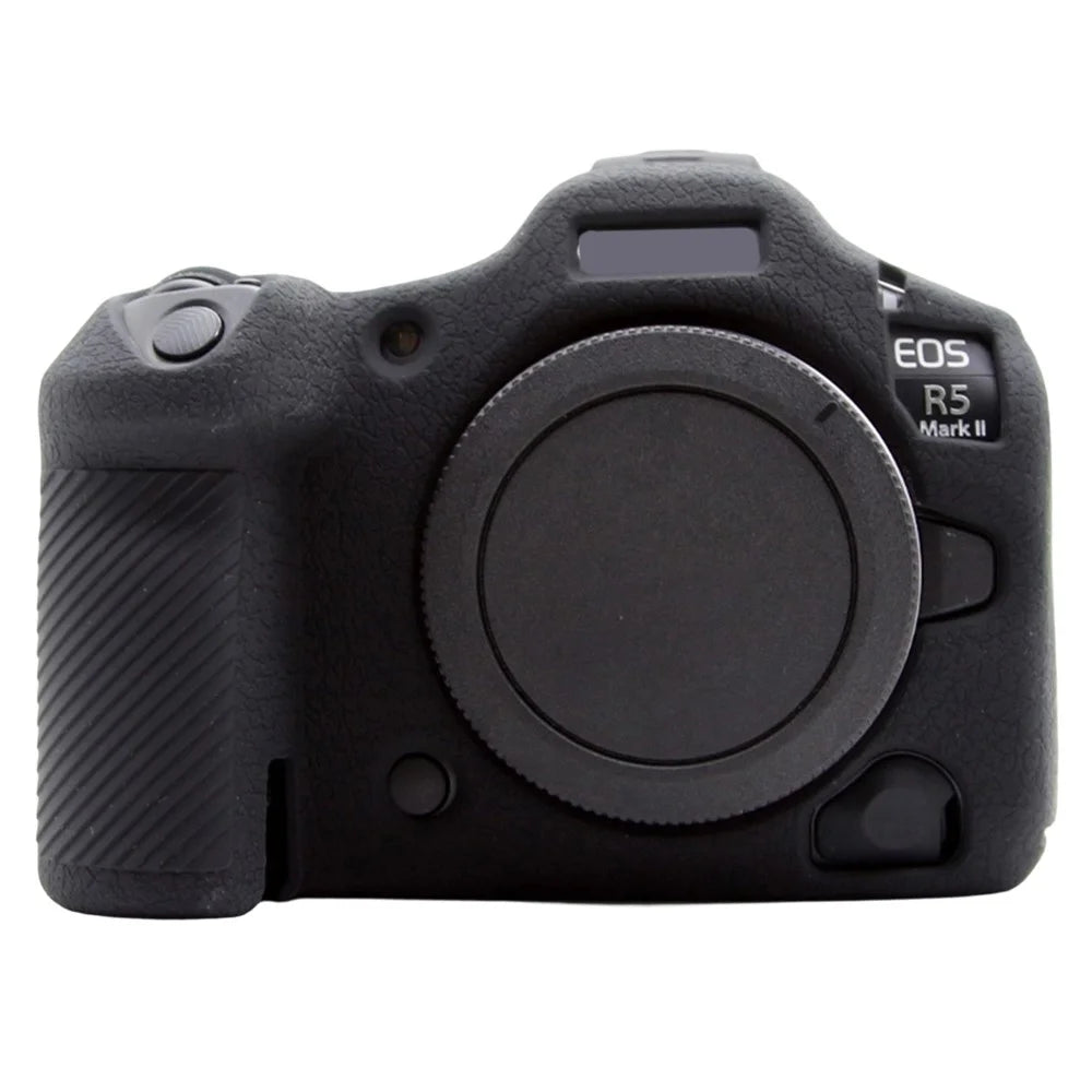 For Canon EOS R5 Mark II Textured Camera Case Anti-Scratch Silicone Protective Cover - Black - 1