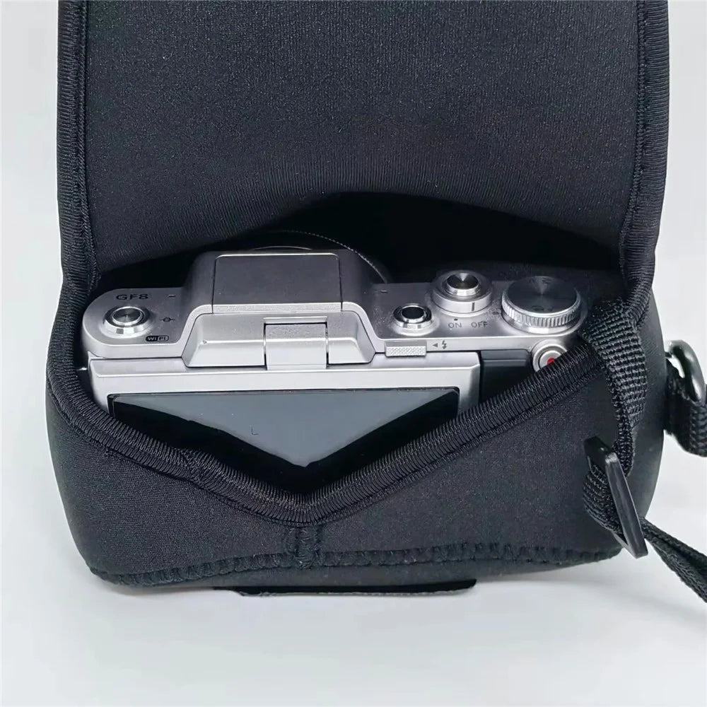 Camera Case for Panasonic GF7  /  GF8  /  GF9  /  GF10 Neoprene Protective Pouch Shockproof Waterproof Camera Bag with Carabiner - Black - 5