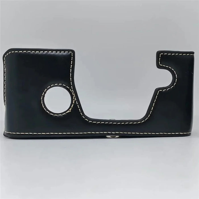 Half Bottom Camera Case with Wrist Strap for Olympus OM-3 Leather Opening Removable Battery Compatible Protective Cover - Black - 3
