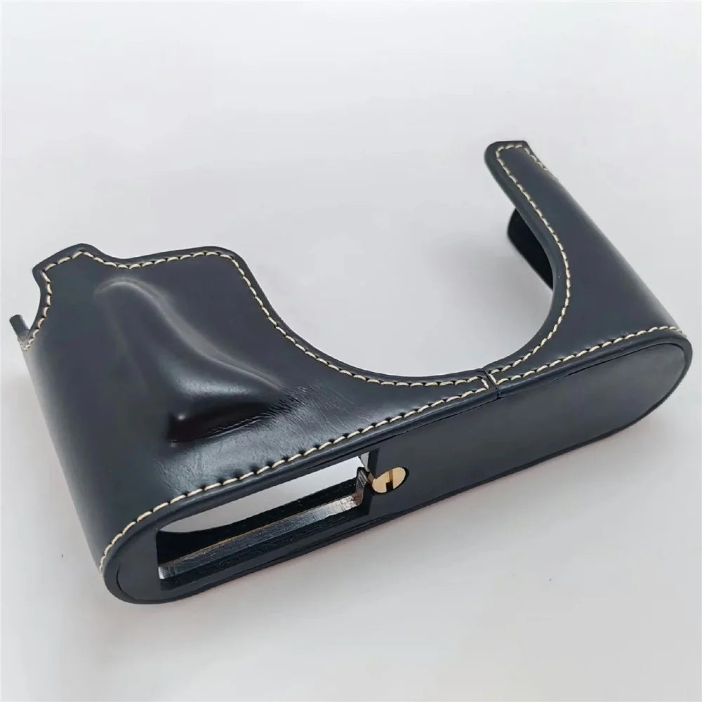 Camera Bottom Grip Case with Wrist Strap for Leica X Vario (Typ 107)  /  X (Typ 113) Opening PU Leather Half Cover - Black - 4