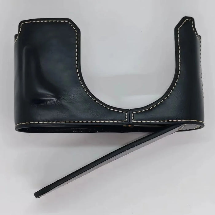 For Leica Q3 Camera Bottom Case with Hand Strap Battery Opening PU Leather Half Cover - Black - 6