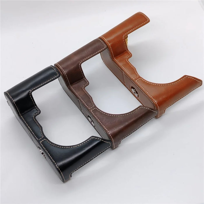 Camera Bottom Grip Leather Case for Leica SL2 PU Leather L-Shape Battery Access Base Stand Protective Cover - Black - 7