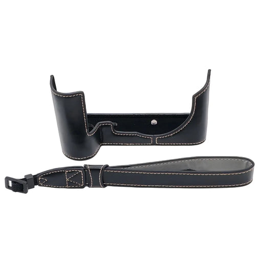 Camera Half Case for Leica SL2 PU Leather Grip with Hand Strap Bottom Opening Design Protective Cover - Black - 1