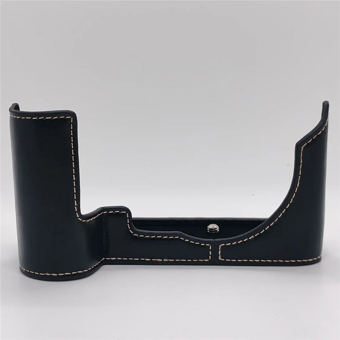 Camera Half Case for Leica SL2 PU Leather Grip with Hand Strap Bottom Opening Design Protective Cover - Black - 3