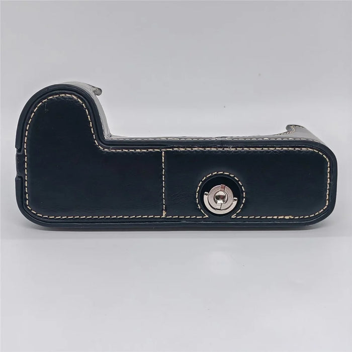 Camera Half Case for Leica SL2 PU Leather Grip with Hand Strap Bottom Opening Design Protective Cover - Black - 6