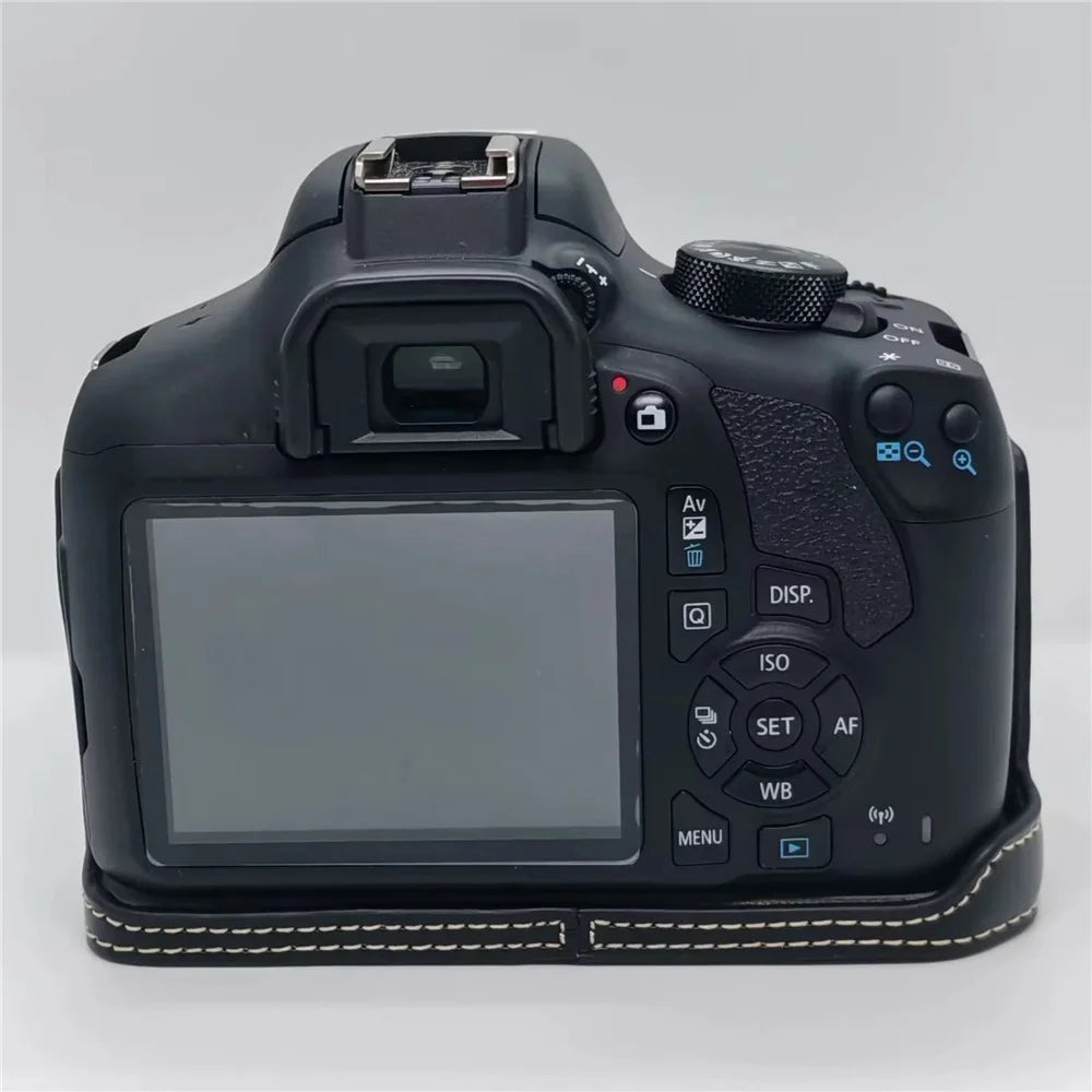 Camera Case for Canon EOS 500D  /  550D  /  1000D  /  1100D  /  1200D  /  1300D  /  1500D PU Leather Bottom Half Cover Removable Battery Base with Wrist Strap - Black - 3