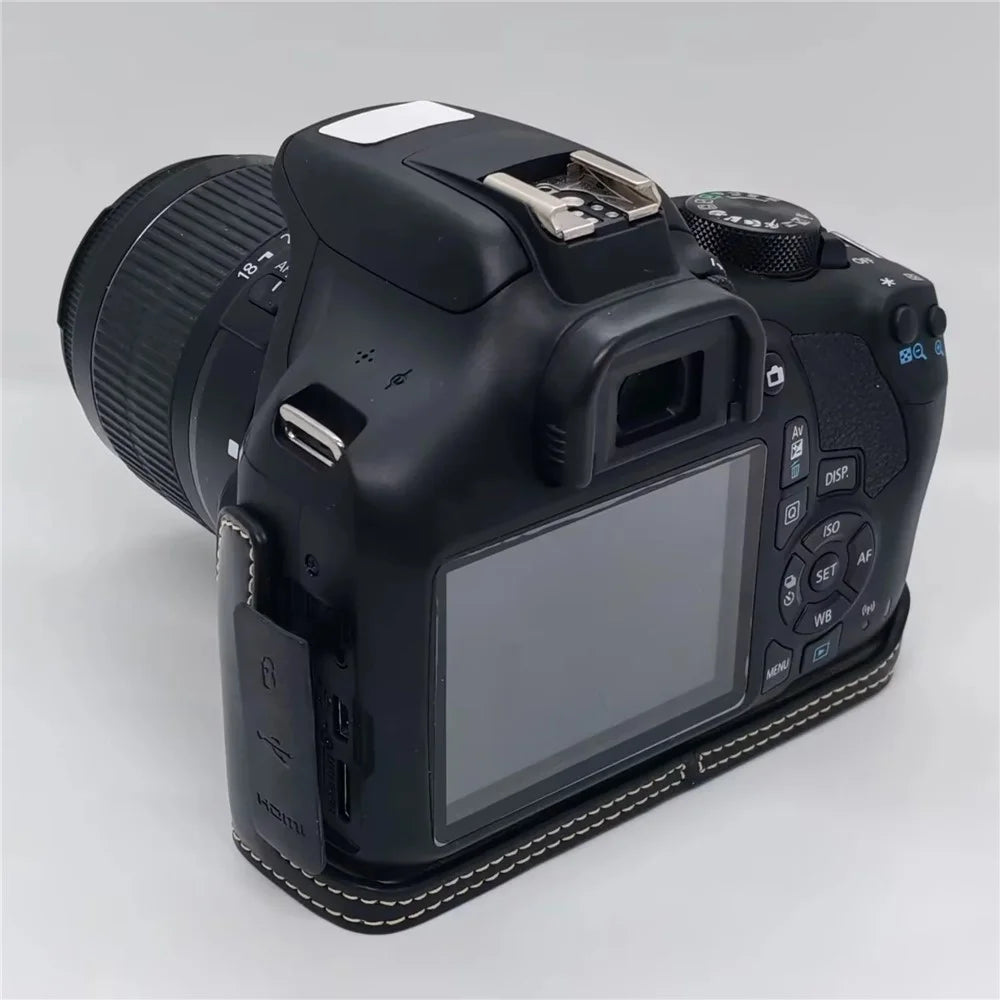 Camera Case for Canon EOS 500D  /  550D  /  1000D  /  1100D  /  1200D  /  1300D  /  1500D PU Leather Bottom Half Cover Removable Battery Base with Wrist Strap - Black - 4
