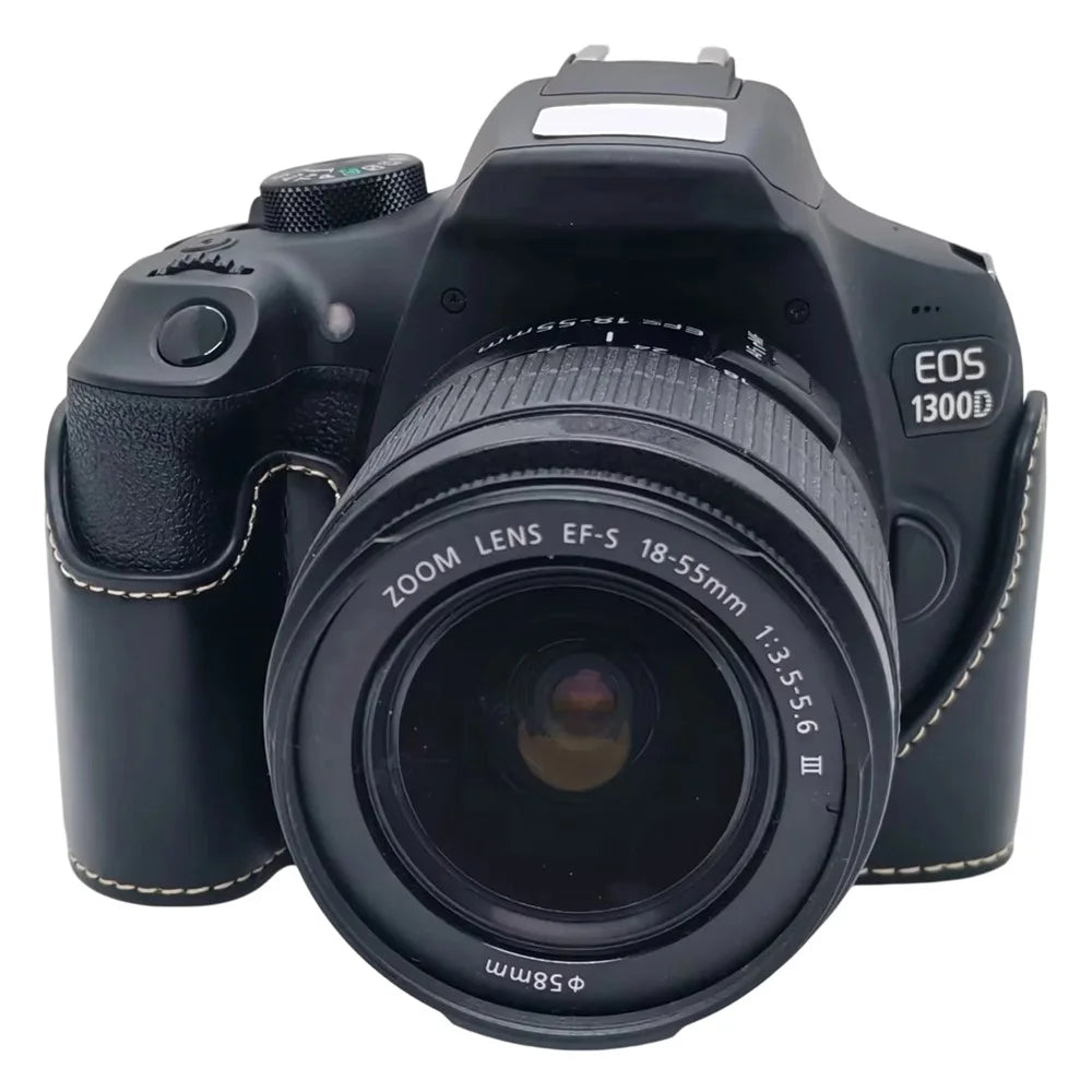 Camera Case for Canon EOS 500D  /  550D  /  1000D  /  1100D  /  1200D  /  1300D  /  1500D PU Leather Bottom Half Cover with Opening Battery Access - Black - 1