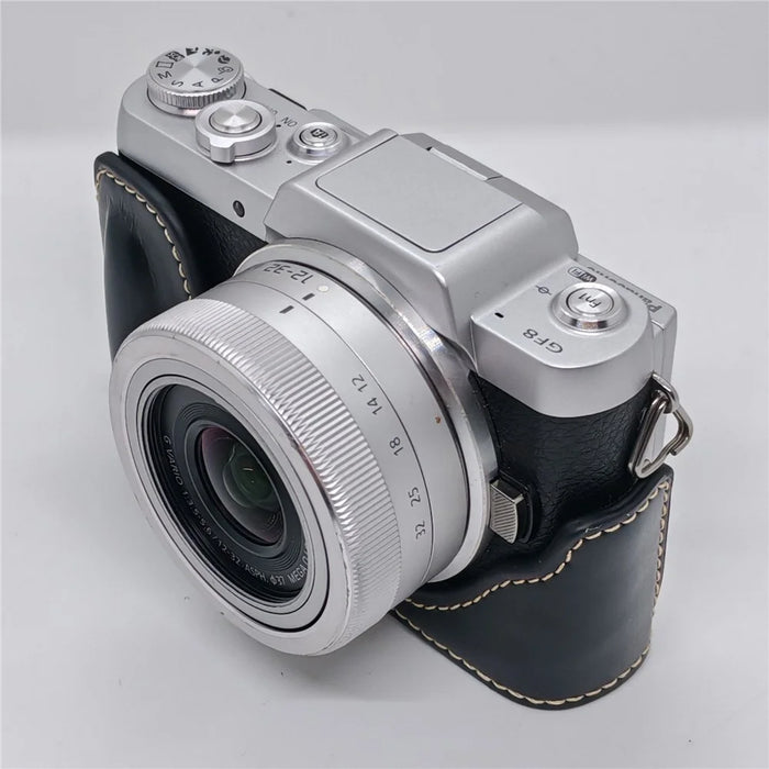 Camera Grip Case for Panasonic GF7  /  GF8  /  GF9  /  GF10 PU Leather Half Case with Wrist Strap Bottom Opening Design - Black - 5