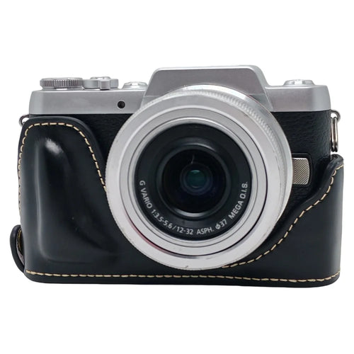 PU Leather Half Case for Panasonic GF7  /  GF8  /  GF9  /  GF10 Camera Bottom Opening Battery Access Protective Cover - Black - 1